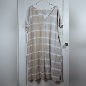 NWT Belle Beach by Kim Gravel Tan Tie Dye Swim Coverup with Pockets Plus 3X